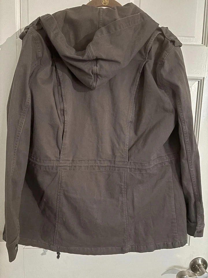 Market & Spruce Women's Utility Hooded Cargo Jacket Size L, Dark Gray, 4-Pocket - Image 2 of 4