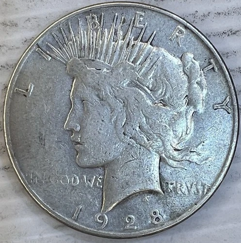 1928S Silver Peace Dollar Uncertified Very Fine Circulated Condition