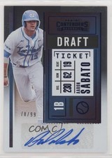 2020 Panini Contenders Pick 2 Draft Ticket Blue 78/99 Aaron Sabato Auto v9t