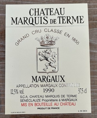 Chateau Marquis de Terme 1990 Label - 37.5cl