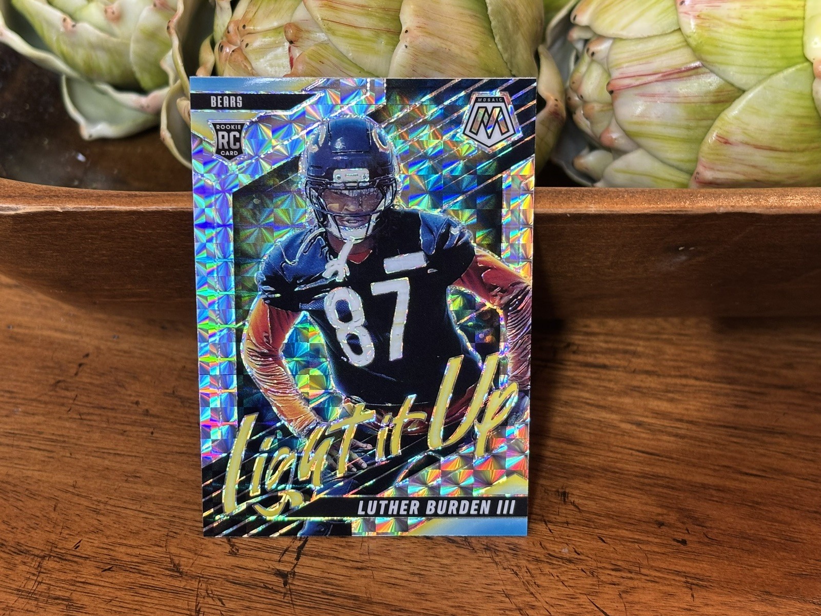2025 Panini Mosaic Luther Burden III Light it Up Silver Mosaic SP #23 RC Bears