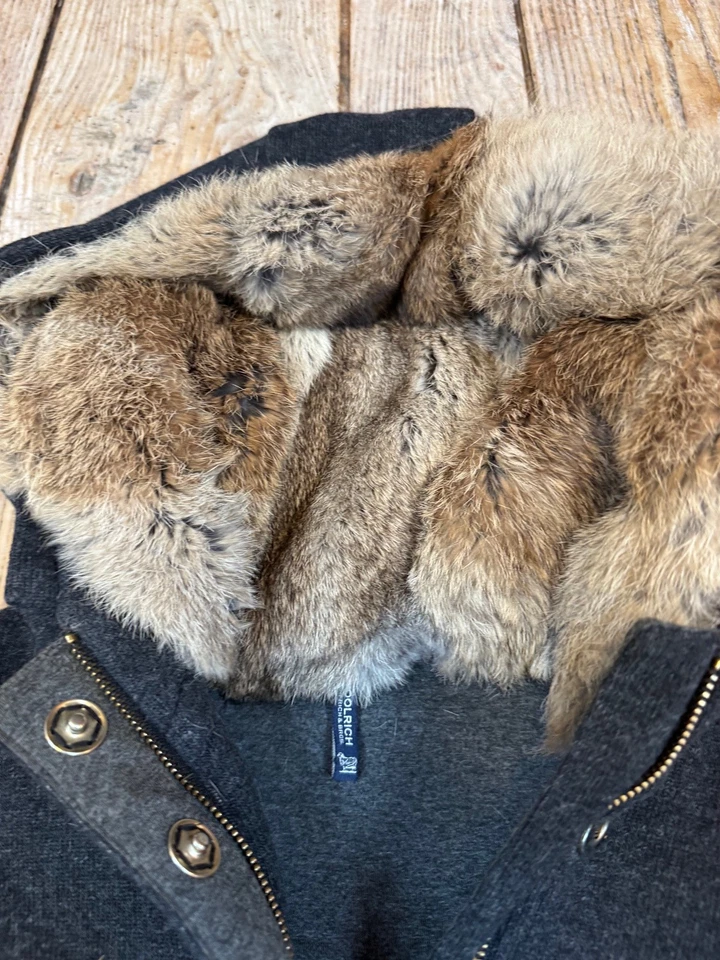 Wonderful WOOL RICH John Rich & Bros Dark Grey Hoodie JACKET, Fur Lined, XS - Image 4 of 4