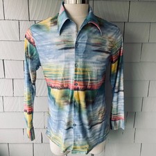 70s Vintage JCPenney Tropical Beachy Disco Fantasy Mens Swanky Shirt Size XL