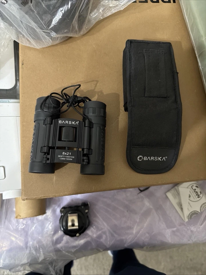 Barska 8x21 Compact Binoculars w/ Carrying Case — 383ft/1000yds Black - Image 3 of 4