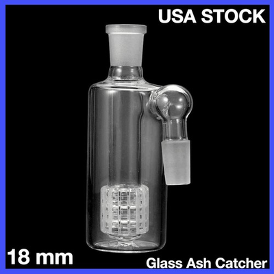 #ad 18mm Ash Catcher 90 Degree Glass Mini Water Bong Clear Thick Pyrex Glass Bubbler $16.96