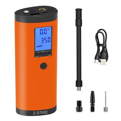 Z-Edge ZAI03ORANGE 150-PSI Air Inflator 2000mAh Power Bank Orange