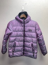 The North Face Girls Reversible Puffer Jacket Hooded Black Purple L 14/16