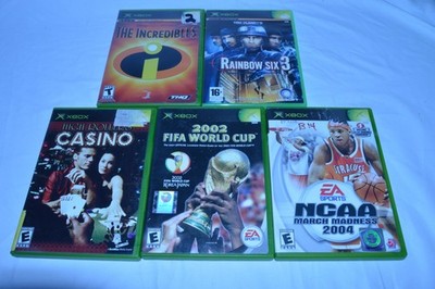 Lot of 5 Original Xbox Video Games - Rainbow Six 3 (PAL), the Incredibles, Sport