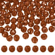 400 Pcs Acrylic Round Faceted Beads 8mm Loose Bead Dark Brown