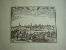 Alter Stich von merian 1643, format: 30 x 43 cm bü-papier nd Stadt AUGSBURG