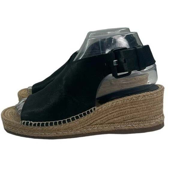 Rag & Bone Women SZ 7/37 Black Leather Crisscross Strappy Espadrille Sandal Boho - Image 4 of 4