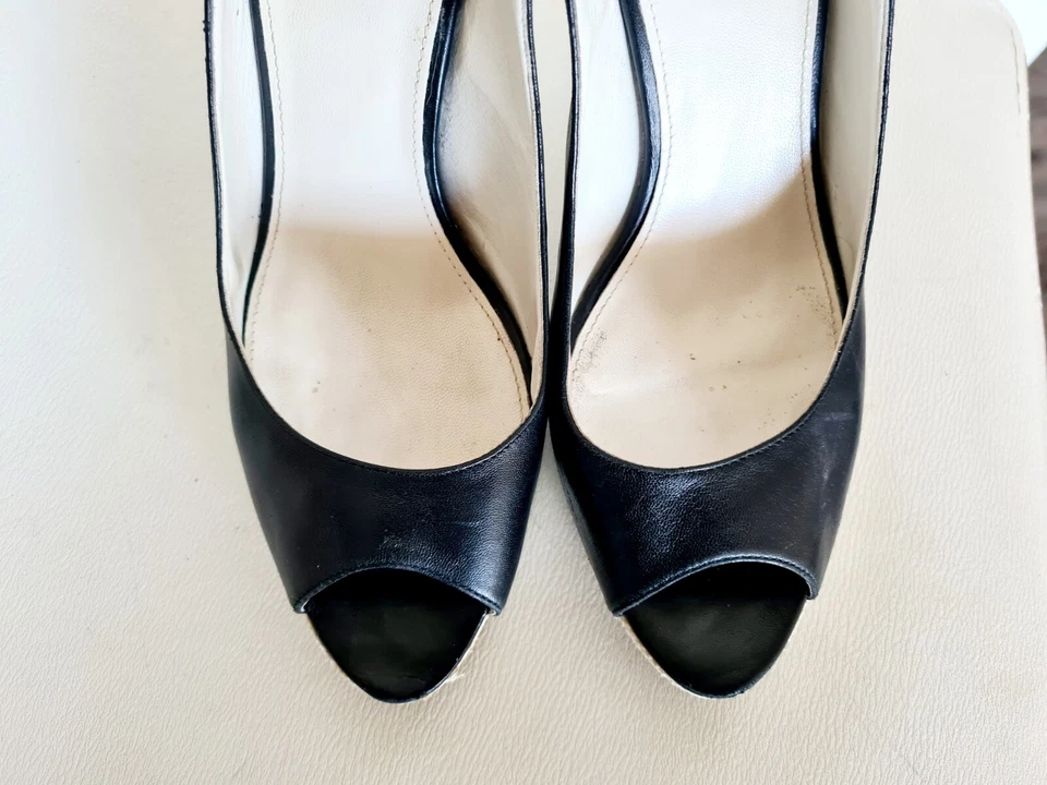 Guess Damen Sandalen  Echtleder  peep toe slingbacks Absatz 13cm Schwarz Gr.41 - Bild 3 von 4