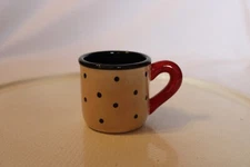 Certified International CIC Demitasse Espresso Cup 2.375" Tall Cream, Blue Dots