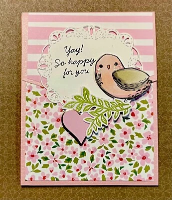 HANDMADE 4 Stampin Up! “Yah, So happy for you” Birds Eye View Sweet Greeting Card Kits
