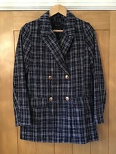 New Look Women's Jacket Blazer Long Sleeve Navy Checke Size 6 BRAND NEW TAGGED
