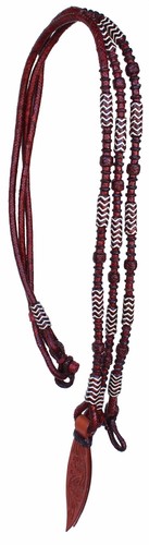 Koń Western Tack Skóra Surowa Romel Romal Reins Tooled Popper 66BT