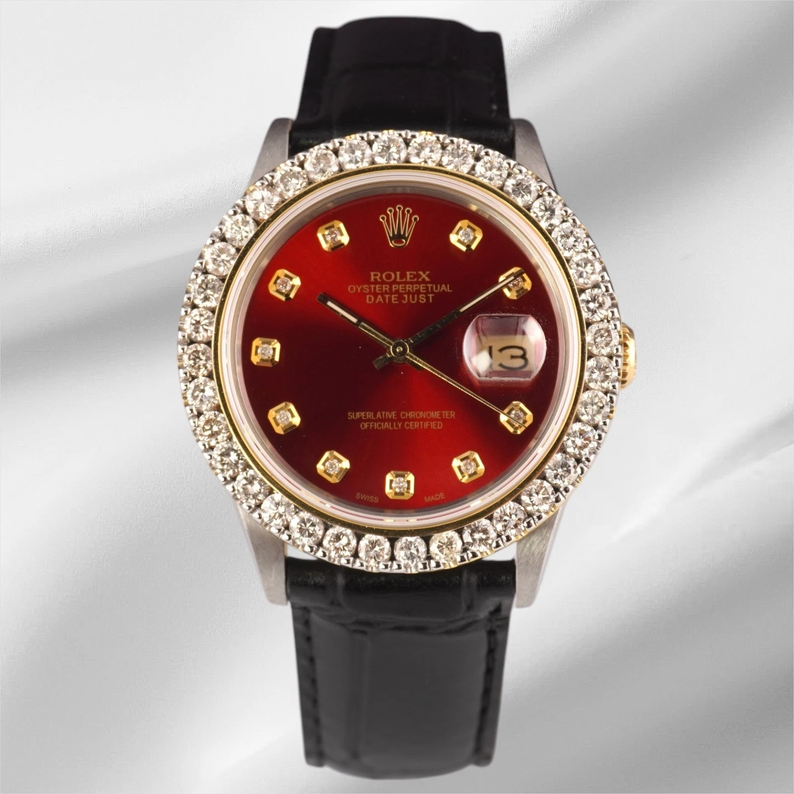 Rolex — Rolex Datejust 36mm 2-Tone 2.50ct Red Diamonds Dial Men's Watch