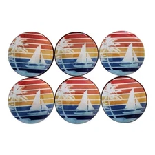 Set of 6 Sailing Beach Coastal Wood Cabinet Knobs