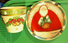 House Plant PLANTER Ceramic Christmas Holiday Santa Claus 8" Collector Plate