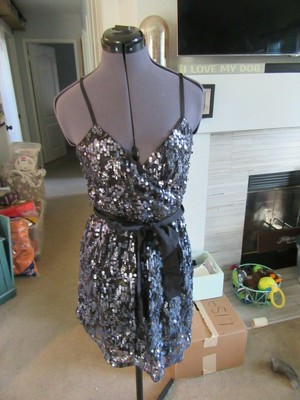 express blue sequin dress