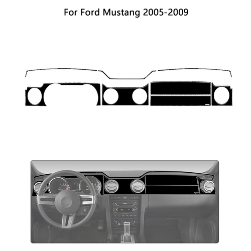 Car Console Dashboard Panel Black Interior Trim For Ford Mustang 2005-2009 8Pcs - Bild 1 von 16