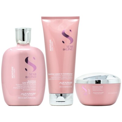 Alfaparf Moisture Shampoo 8.4oz + Leave in 6.7oz + Mask 6.7oz w/Free Nail File