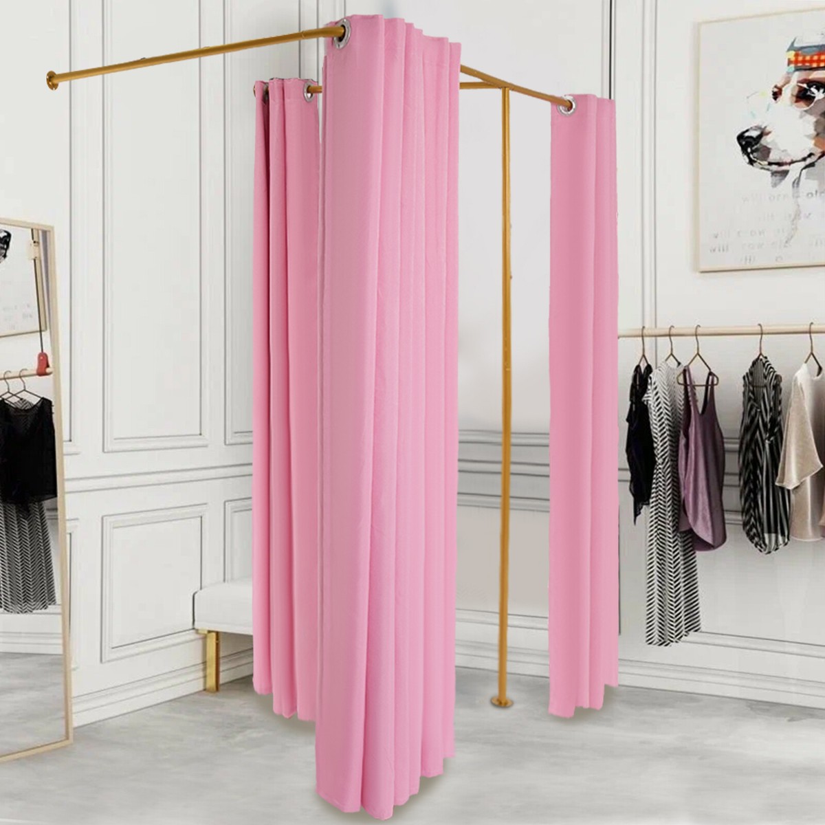 Double Fitting Room Dressing Room Light Pink Clothing Store Corner Changing Room Double Fitting Room Dressing Room Light Pink Clothing Store Corner Changing Room
