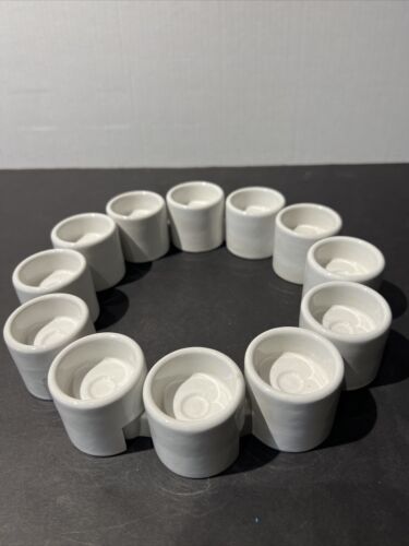 IKEA Interlocking White Ceramic Tea-Light Candle Holders Varmeljushallare Links - Picture 1 of 8