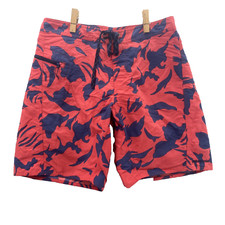 Patagonia Wavefarer Board Shorts Men 34x9" Blue Red Geometric Swim Trunks Summer