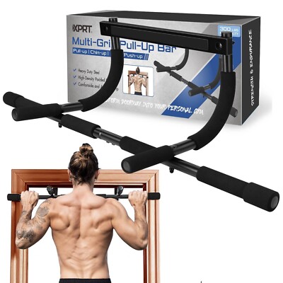 XPRT Fitness Doorway Pull Up Bar - Heavy Duty Capacity Multi-Grip For Home Gym