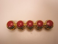 Red Domed  Gold Tone Round Vintage Formal Shirt Stud set d16