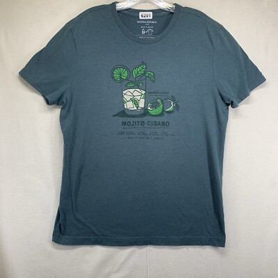Banana Republic Eco T Shirt Mens Size Large Mojito Cubano Mix Drink Unique Color