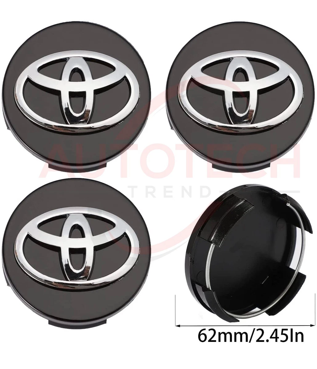 SET OF 4 TOYOTA WHEEL RIMS CENTER CAPS BLACK CHROME LOGO 62MM CAMRY COROLLA