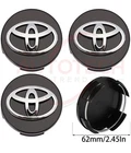 SET OF 4 TOYOTA WHEEL RIMS CENTER CAPS BLACK/CHROME LOGO 62MM CAMRY/COROLLA