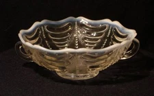 Jefferson Glass Abalone White Opalescent Double Handled Bowl: 1903
