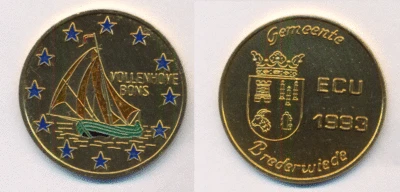 Medaille  Niederlande  ECU 1993  Brederwiede  Segelschiff Vollenhove  Bronze   - Bild 1 von 2