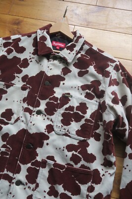 Supreme Velvet Chore Work Jacket Coat Cow Print Medium SS20 | eBay