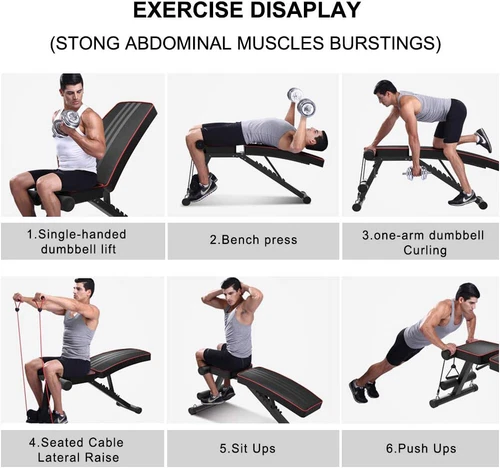 Multi Exercise Adjustable Folding Fitness Workout Bench with 7 Positions Fitness - Picture 18 of 51