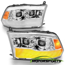For 2009-2018 Dodge Ram Chrome LED DRL Dual Projector Headlights Left/Right Pair
