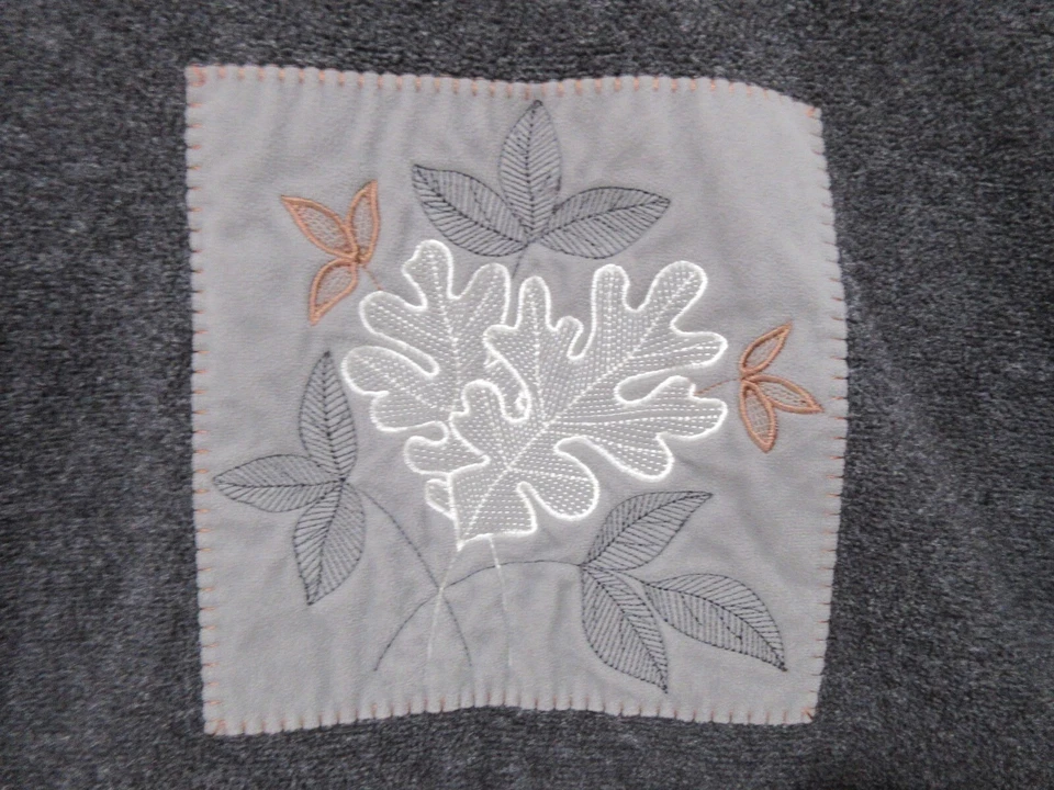 Sudadera gris para mujer talla L Marsh Landing polar suéter hoja bordada Foto 2 de 4