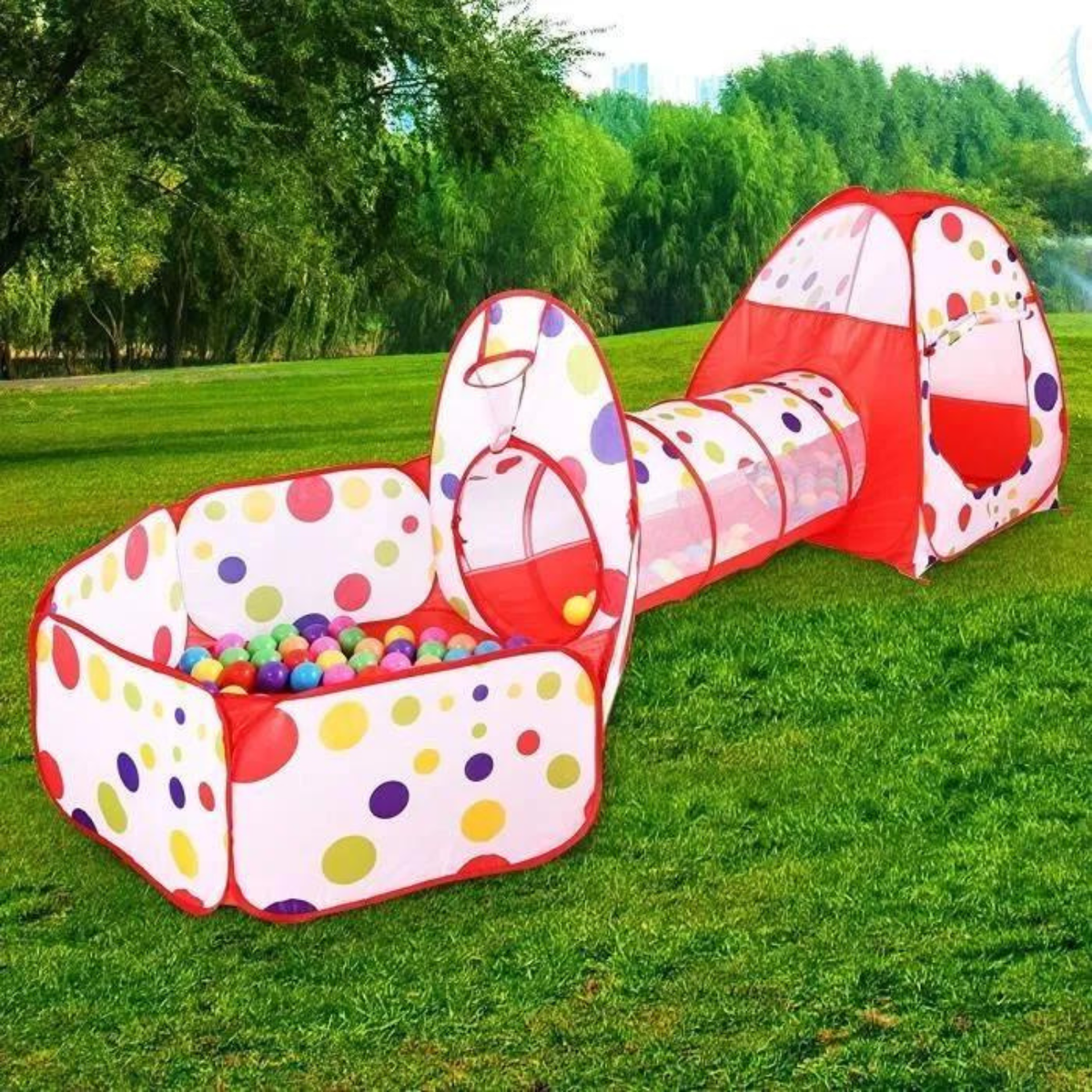 Ensemble Combo Tente 3-en-1 pour Enfants | Maison de Jeu & Tunnel de Passage | 100 Balles – www.littlehelper.co.uk