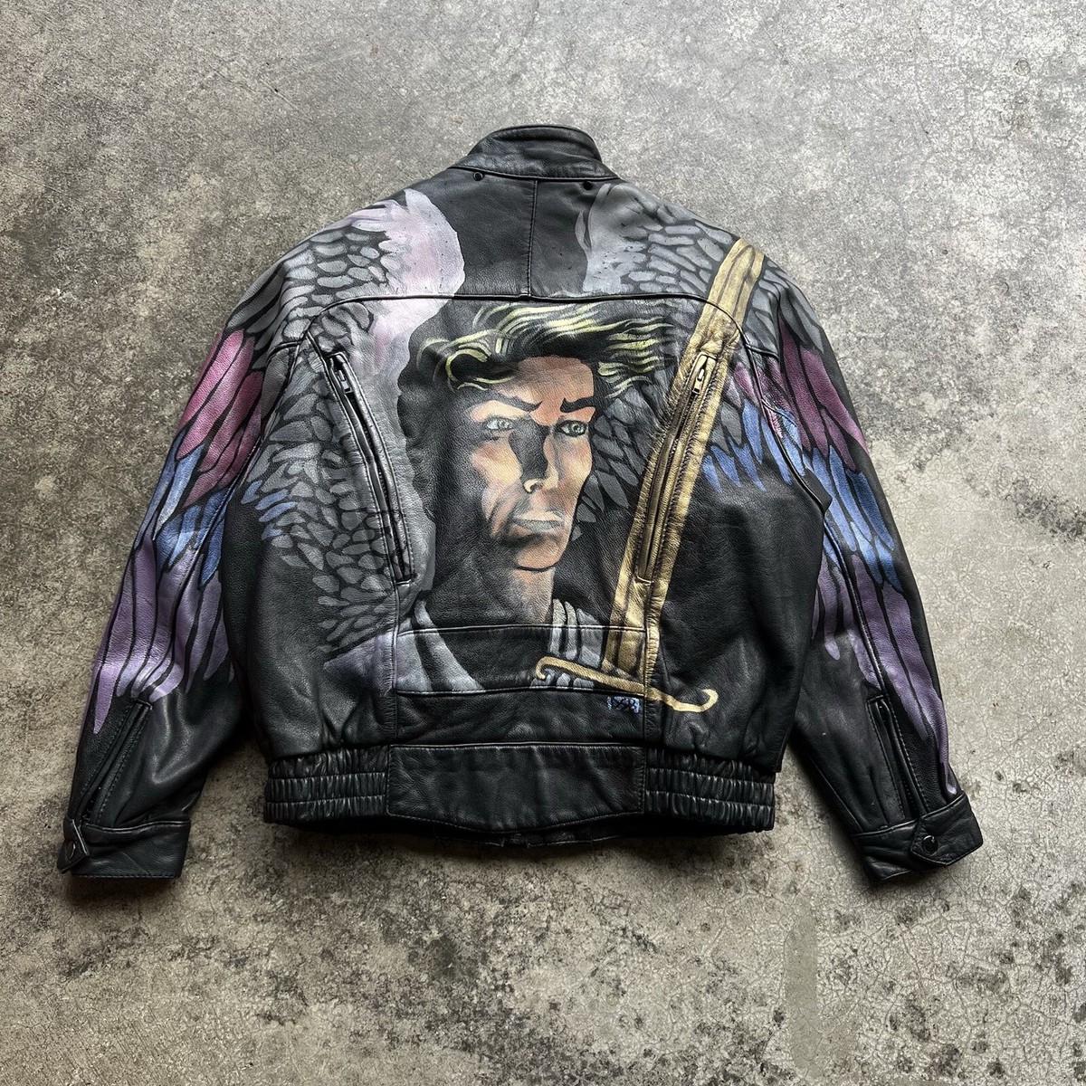 Vintage 90s Harley Davidson Hand Painted David Bowie Leather
