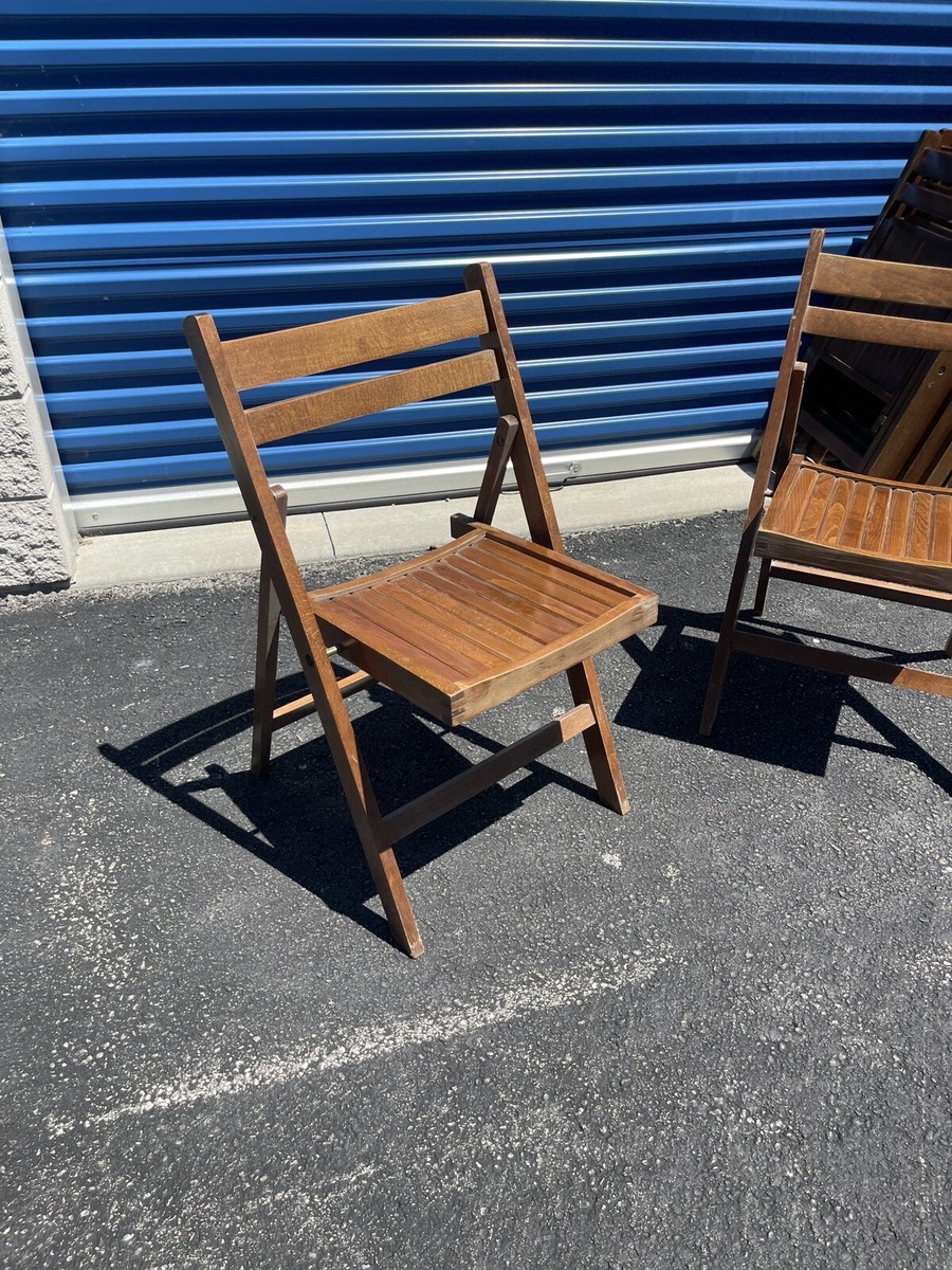 SET OF 2 Vintage Mid-Century ROMANIAN Wooden Slatted Folding