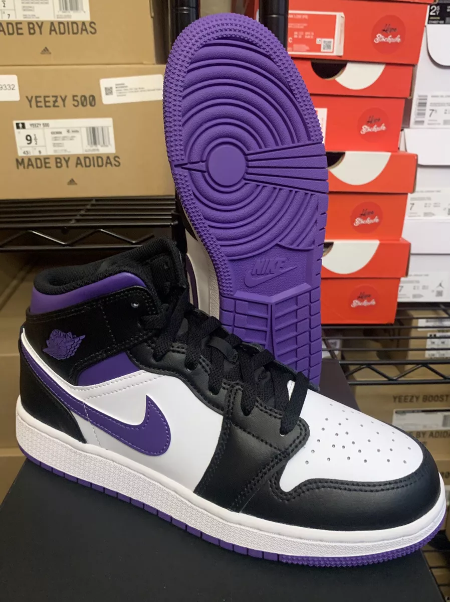 árabe para jugar Apéndice Nike Air Jordan 1 Mid Dark Iris Black White Shoes GS Men 554724-095  554725-095 | eBay