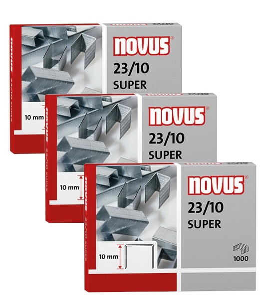 Novus Heftklammern Tackerklammern 23/10 Super Klammern Verzinkt 3000 StüCk-image