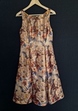 Adrianna Papell Metallic Floral Jacquard Size 10 Fit & Flare Dress Gold