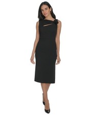 Calvin Klein Women's Asymmetric-Neck Sleeveless Sheath Dress - Black-2