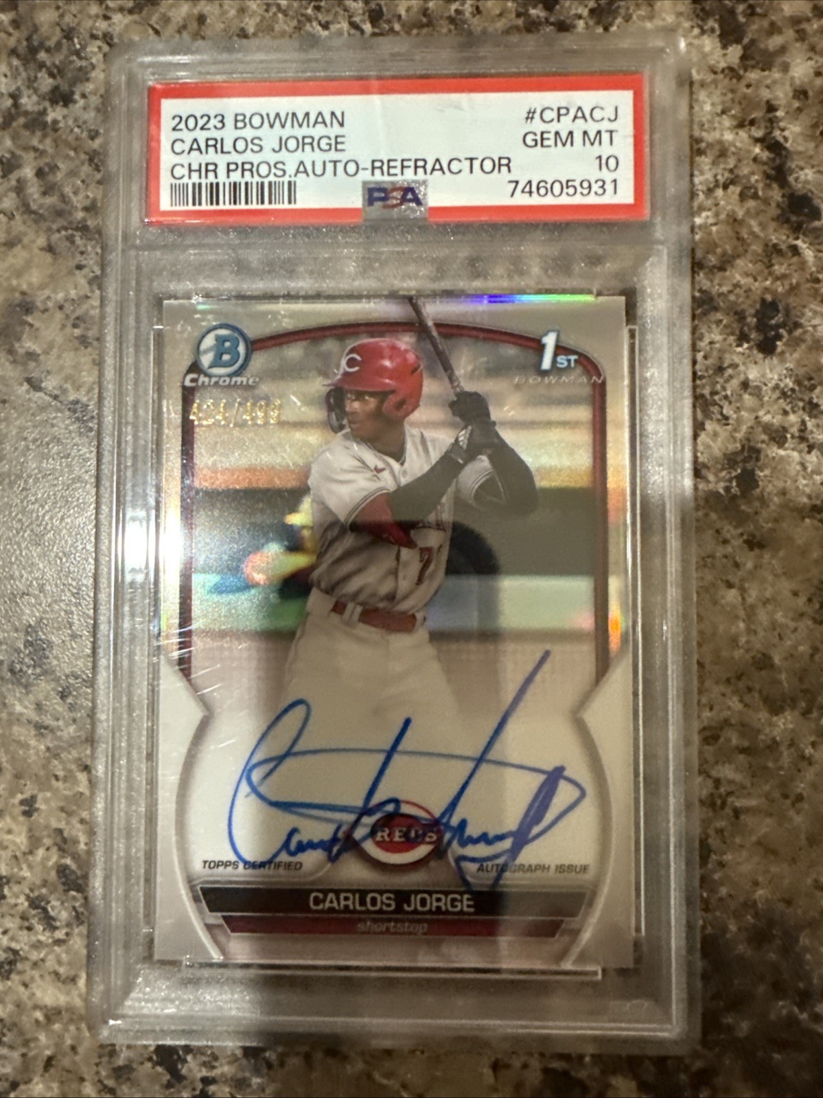 2023 Bowman - Chrome Prospect Autographs Carlos Jorge #CPA-CJ Refractor /499 RC