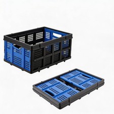 55L Collapsible Plastic Crate,Stackable Storage Bin,Portable Organizer Basket