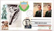 #1503 #2219i  PRESIDENT LYNDON JOHNSON NAKANO PERFINS COMBO FDC, AUSTIN TEXAS